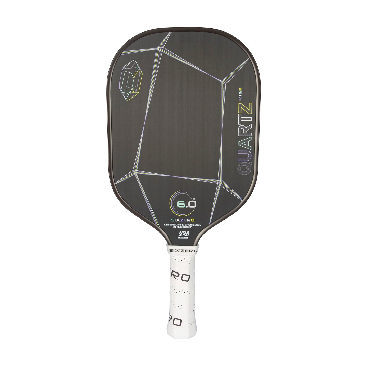 Six Zero Quartz Pickleball Paddle - Affordable Premium Construction Raw Carbon (Smoky)