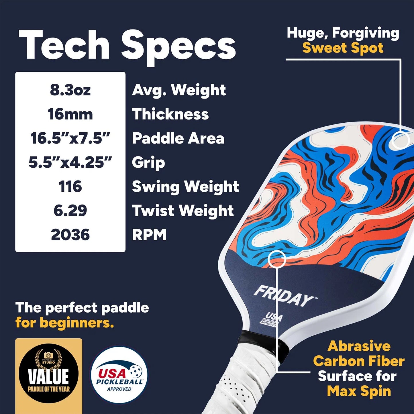 ball Paddle | Carbon Fiber (16Mm)